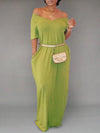 Solid V-Neck Maxi Dress--Clearance