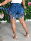 Fringe Combo Denim Shorts