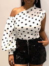 Dot Puff-Sleeve Top