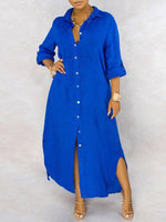 Solid Button-Down Shirt Dress