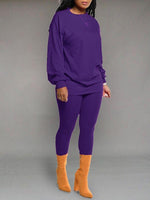 Solid Sweatshirt & Pants Set