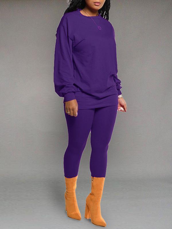 Solid Sweatshirt & Pants Set