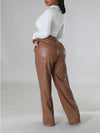 Wide-Leg Faux-Leather Pants