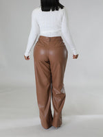 Wide-Leg Faux-Leather Pants