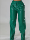 Wide-Leg Faux-Leather Pants