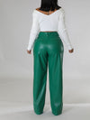 Wide-Leg Faux-Leather Pants