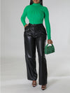 Wide-Leg Faux-Leather Pants